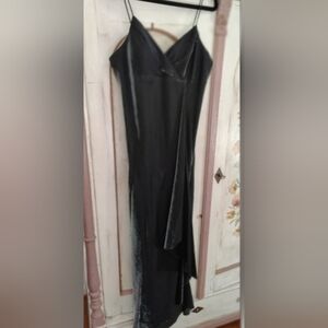 Delaru Boutique Black Silver Shimmer Long Cocktail Dress